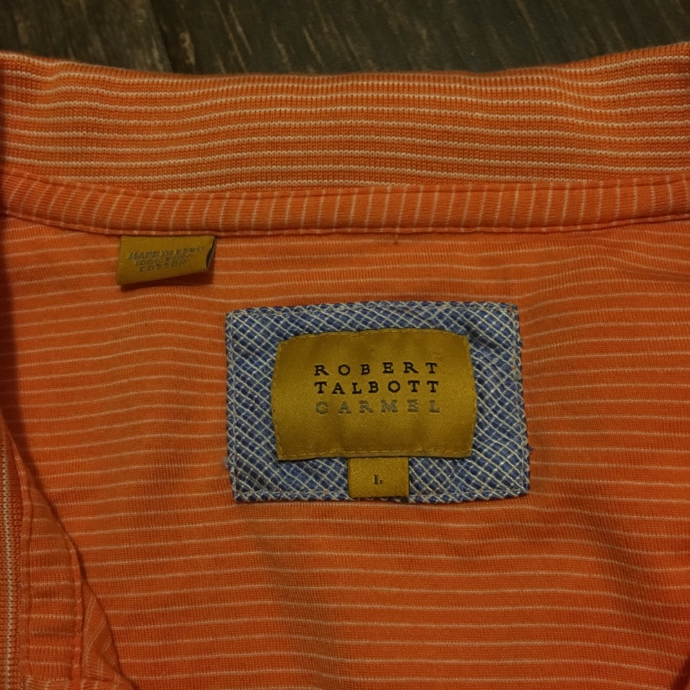 Robert Talbott Orange Striped Collared Polo Shirt - image 3